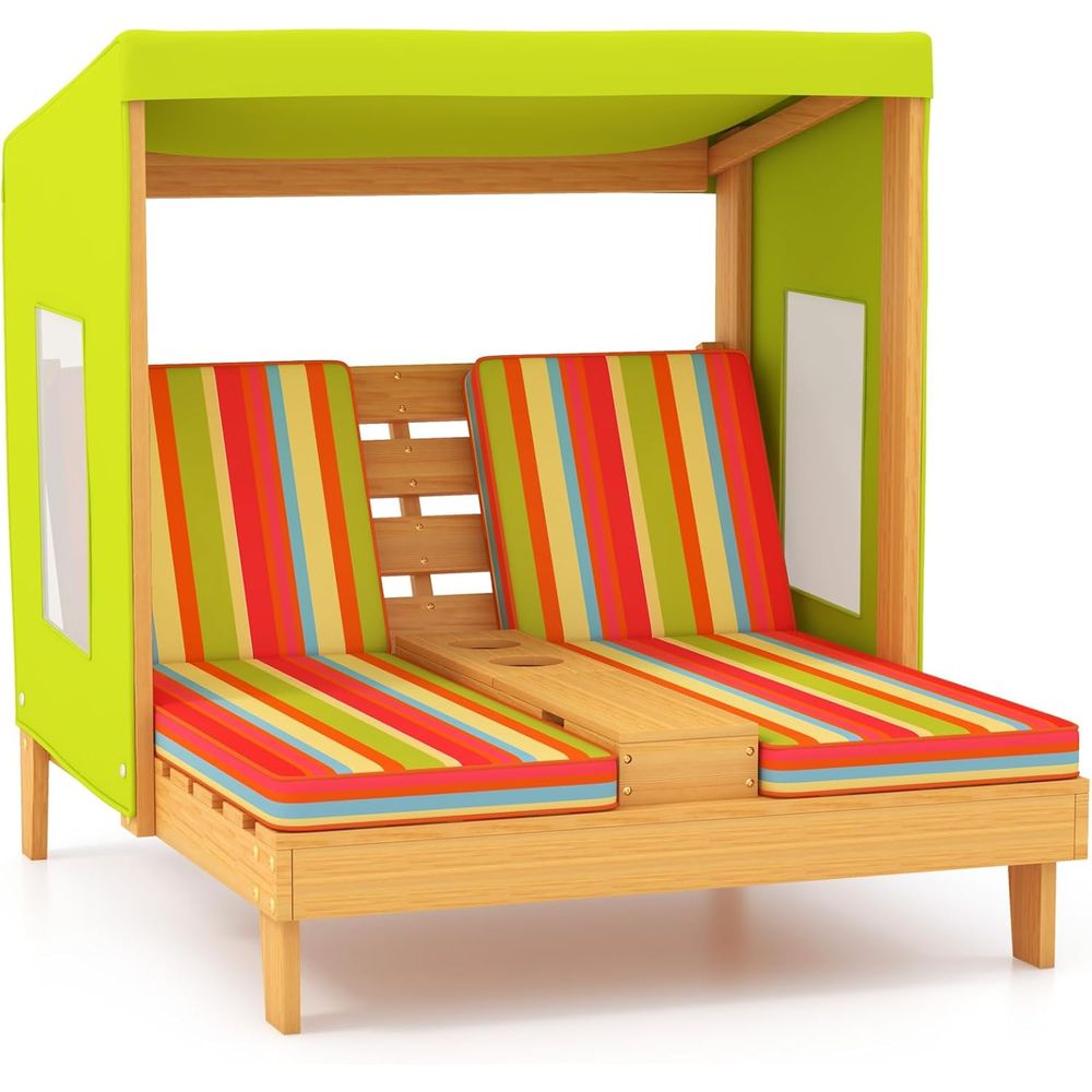 Kids Outdoor Lounger Chair - Chaise-loungestoel voor kinderen, buiten, houten dubbele
