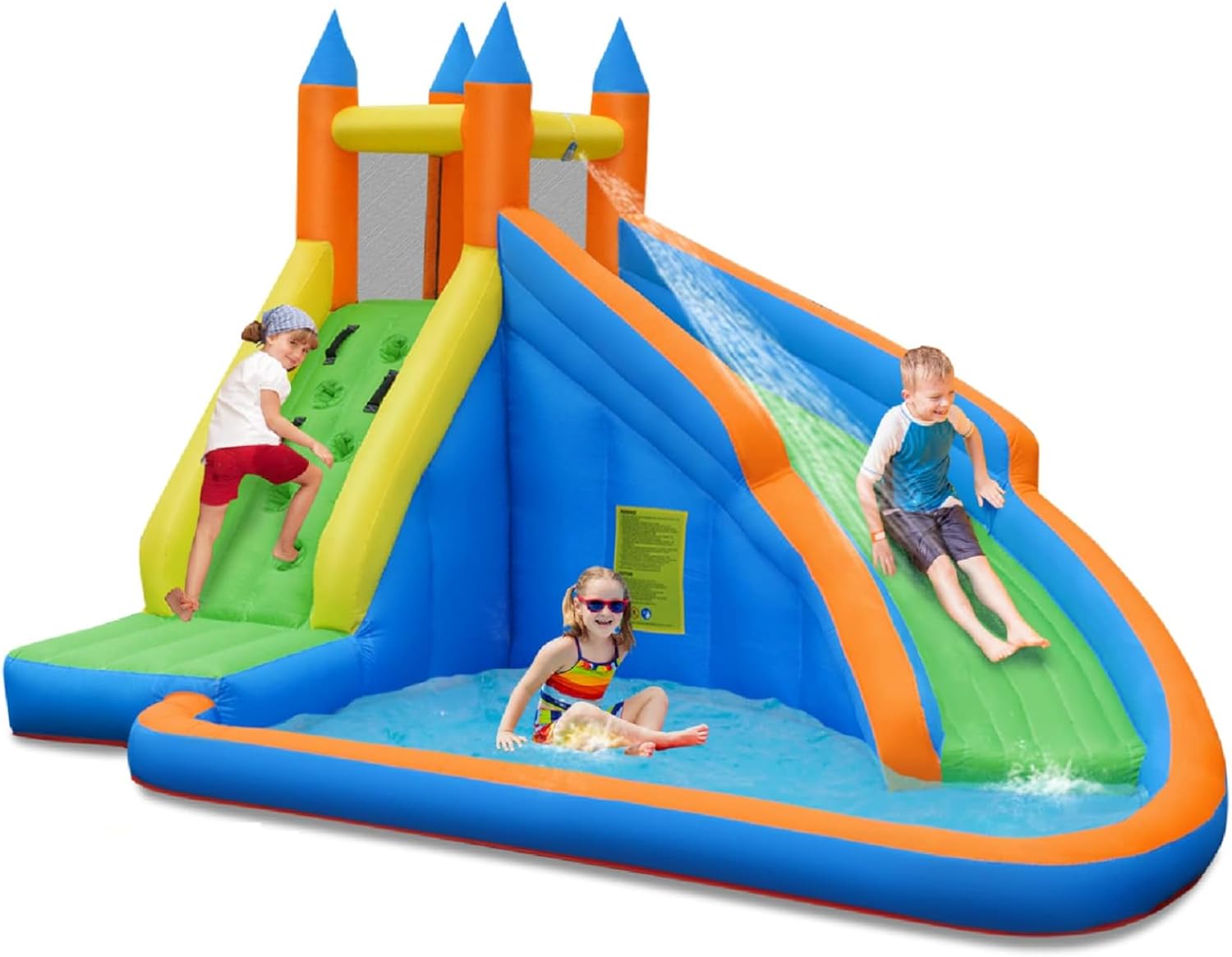 Kids Outdoor Park - Reuze opblaasbaar waterpark springkasteel met klimwand