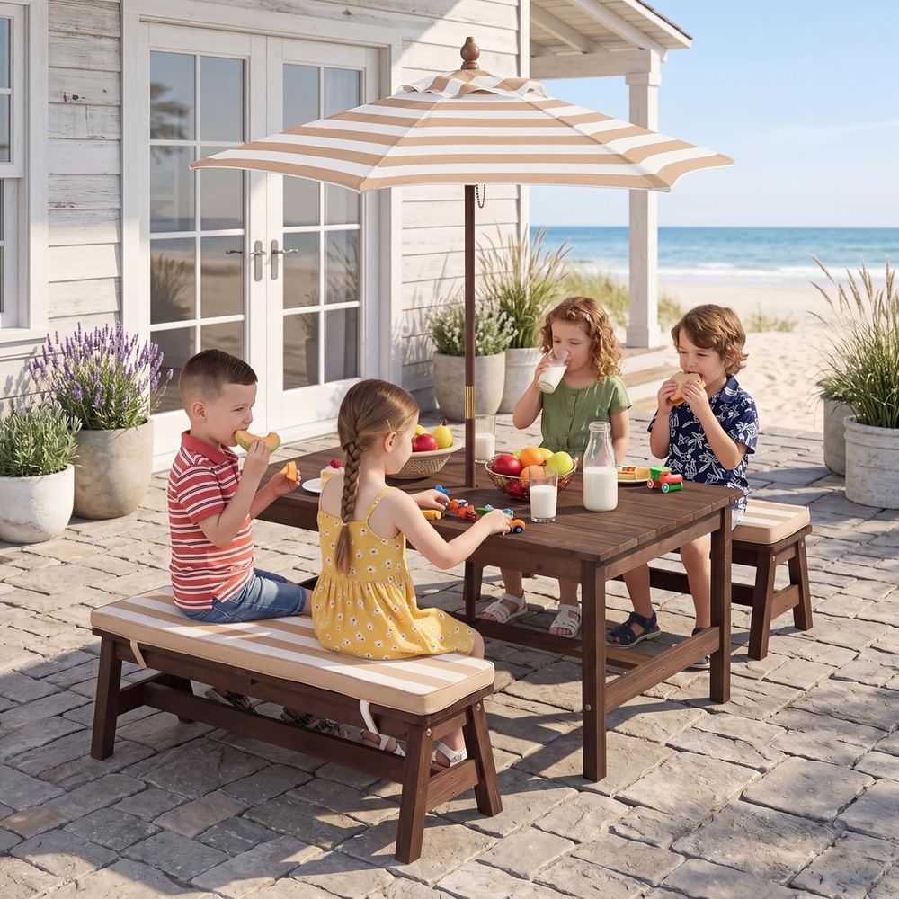 Kids Outdoor Picnic Table - Picknicktafel voor kinderen, groot tafelblad van