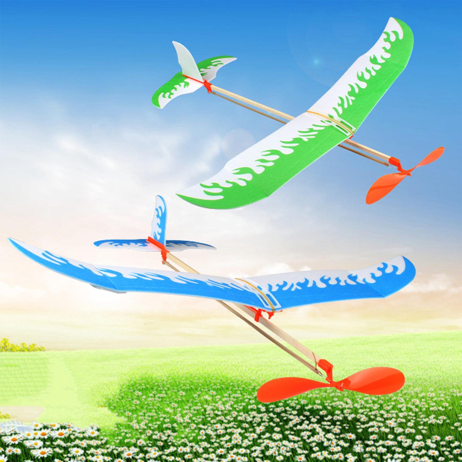 Kids Outdoor Activity Toys - Rubberen bandvliegtuigen Aangedreven zweefvliegtuig Vliegtuigkit Vliegende