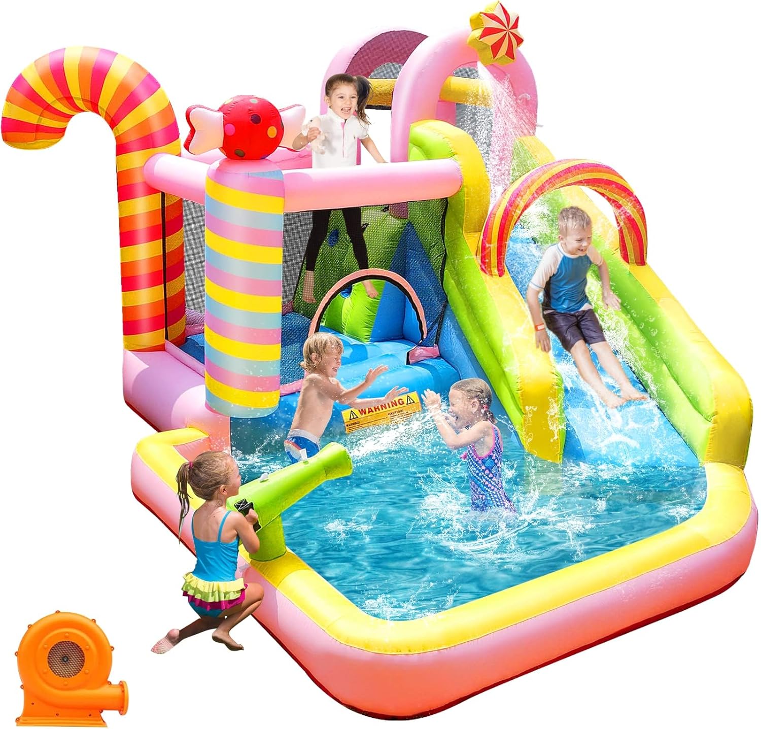 Kids Outdoor Park - Opblaasbare waterglijbaan springkasteel voor kinderen, 6-in-1