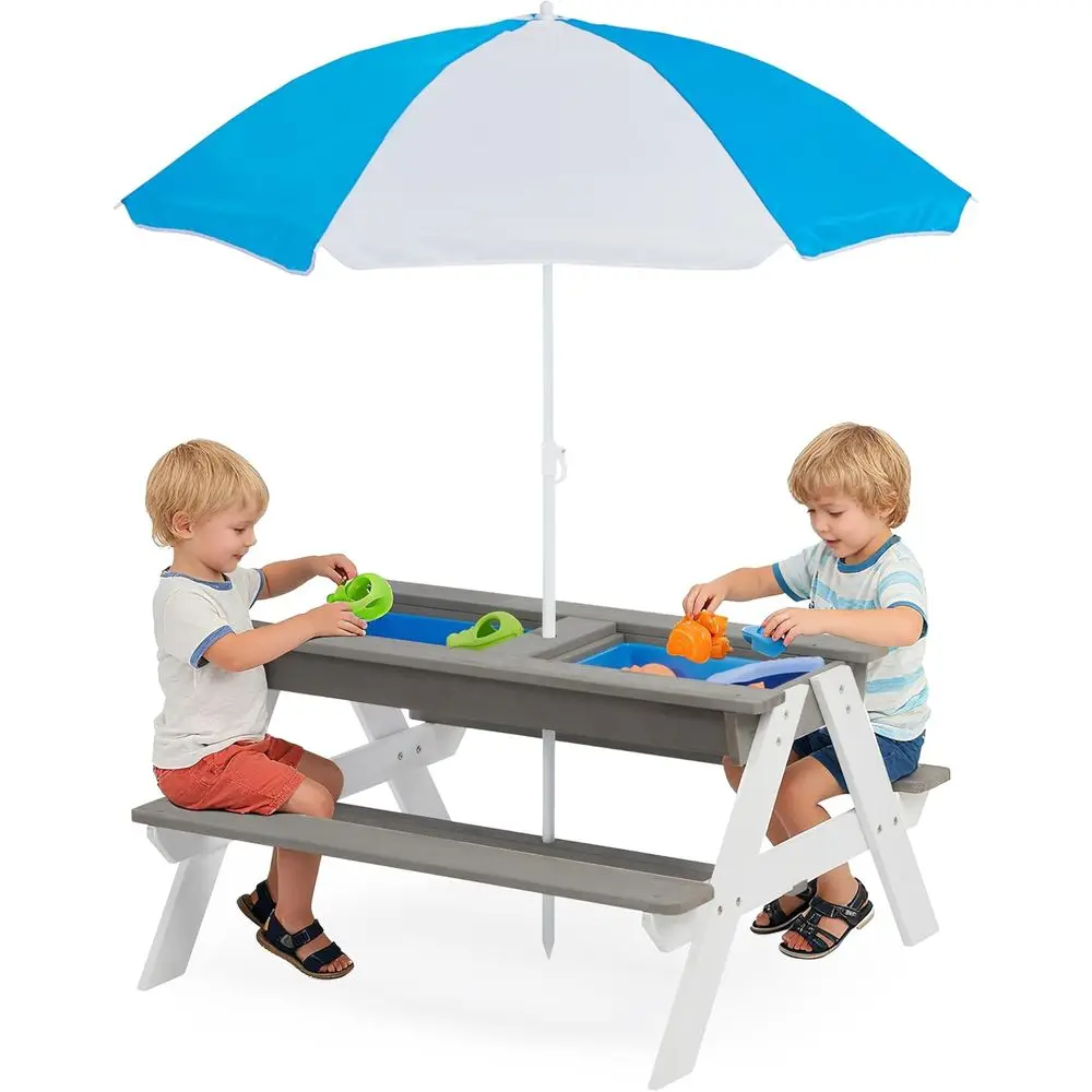 Kids Outdoor Picnic Table - Ombouwbare 3-in-1 houten picknicktafel voor kinderen,