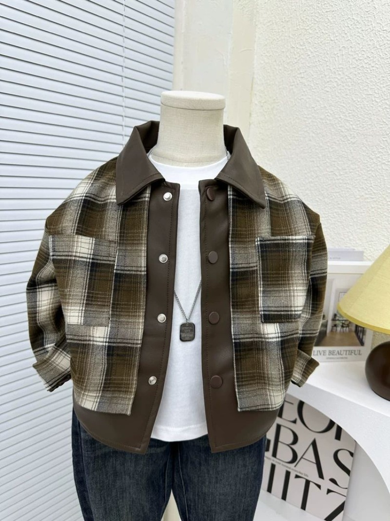 Kids Outdoor Jacket - Kinderen geruite jas jongens lente lange
