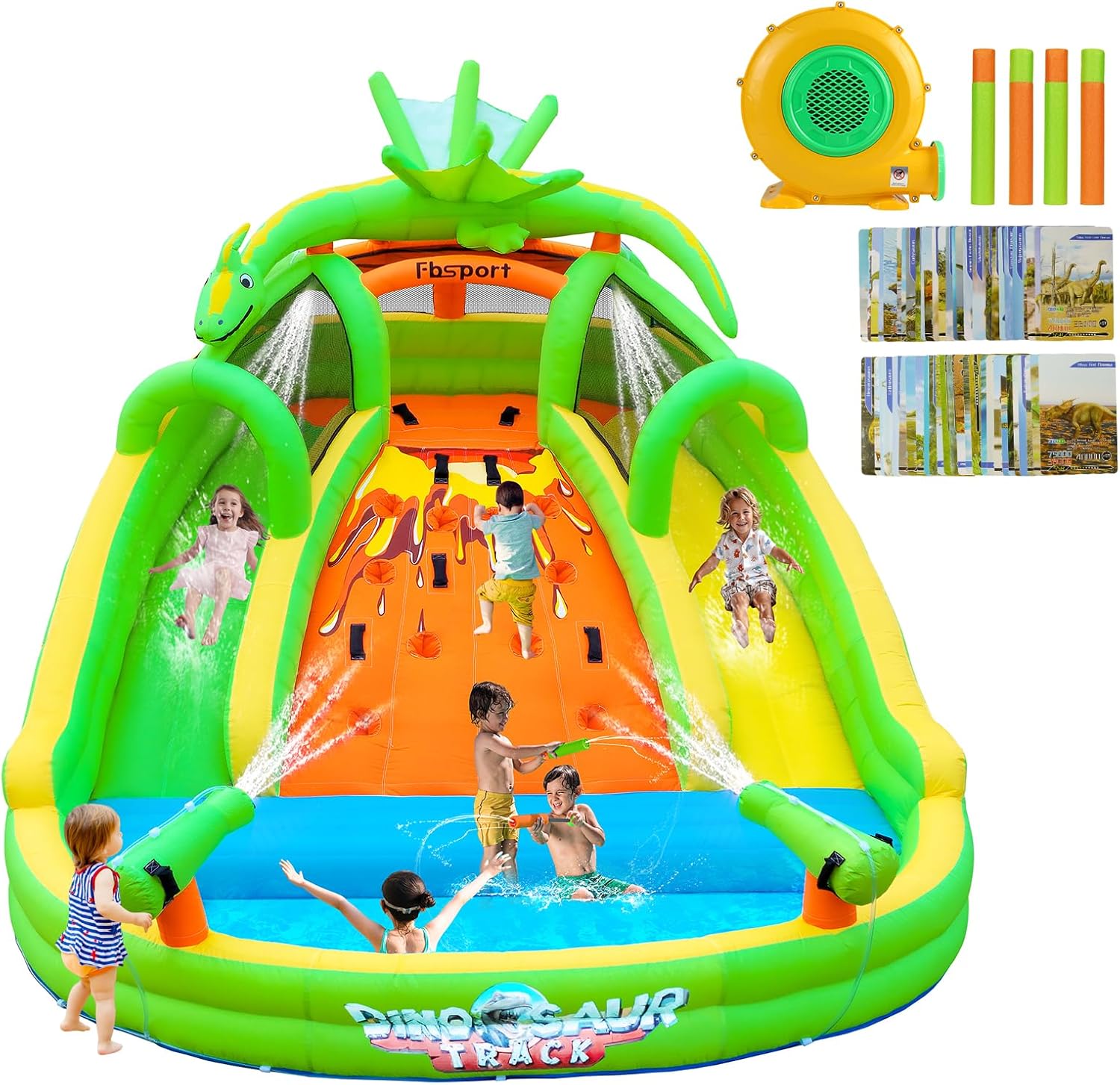 Kids Outdoor Park - Opblaasbare springkasteel voor kinderen met glijbaan,