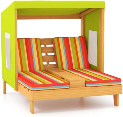 Kids Outdoor Lounger Chair - Chaise-loungestoel voor kinderen, buiten, houten dubbele
