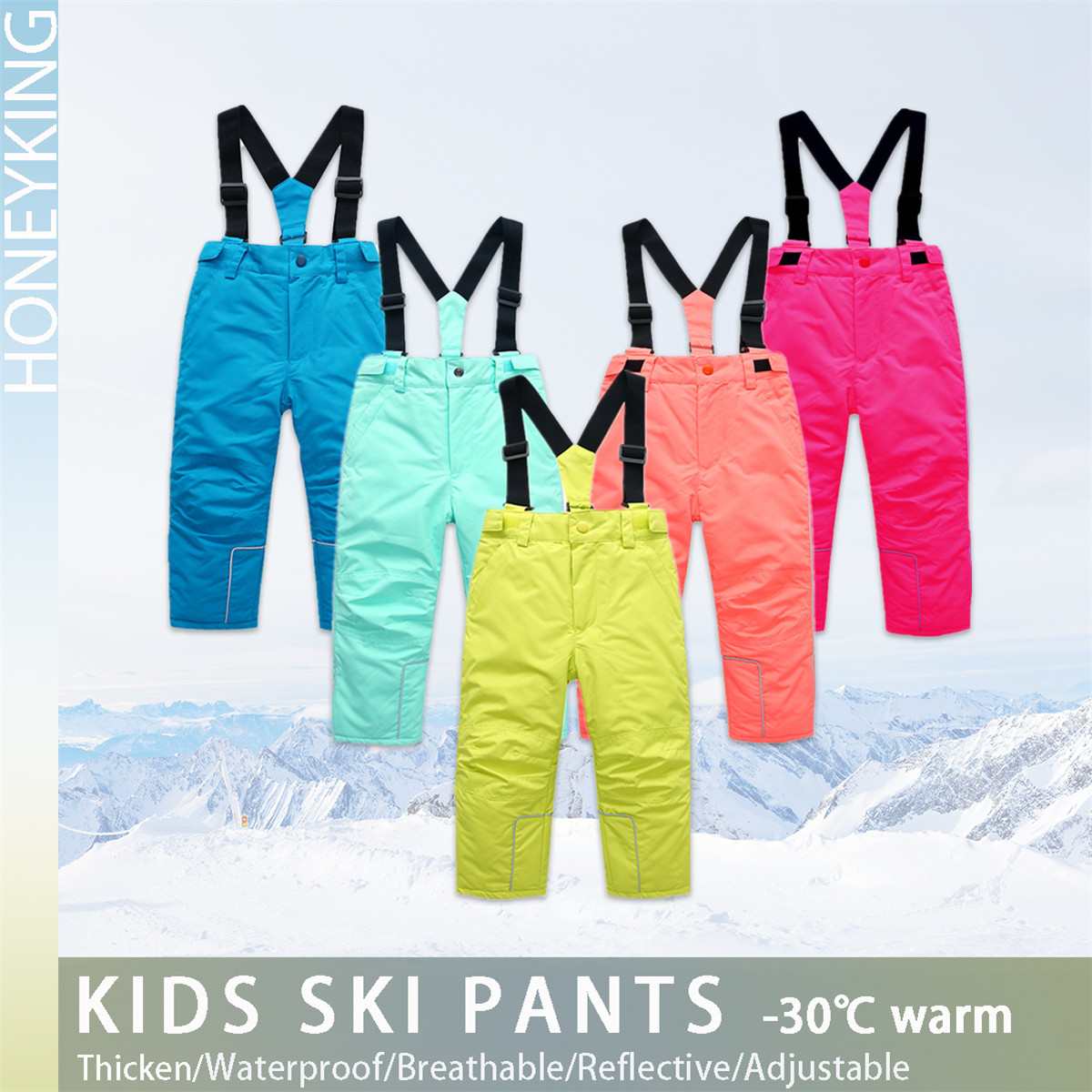 Kids Outdoor Overalls - HONEYKING Kinderskibroek Winter Outdoor Waterdichte warme