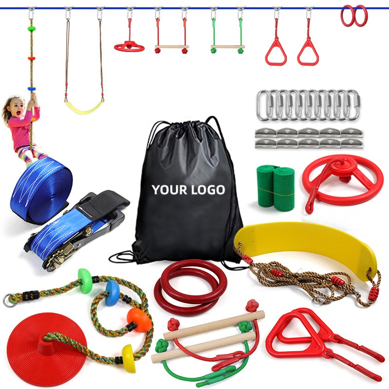 Kids Outdoor Ninja Course - Buitenspeelplaats Slackline Ninja Warrior Obstakelparcours voor