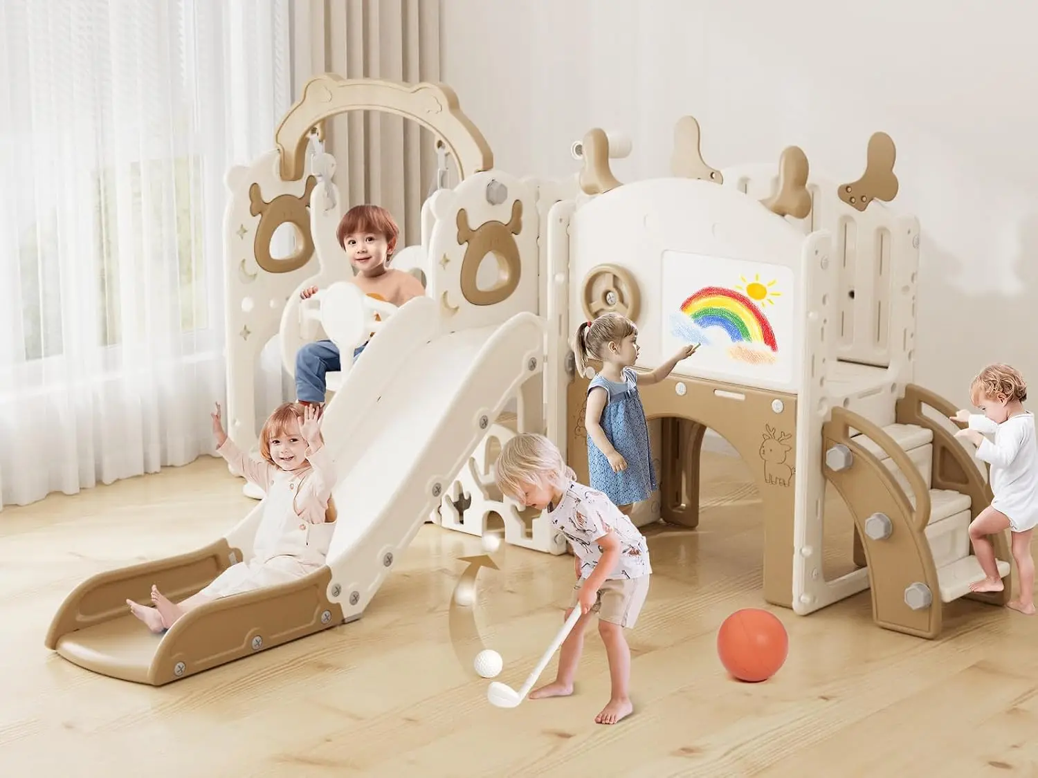 Kids Outdoor Swing - 13-in-1 Glijbaan- en Schommelset voor Peuters,