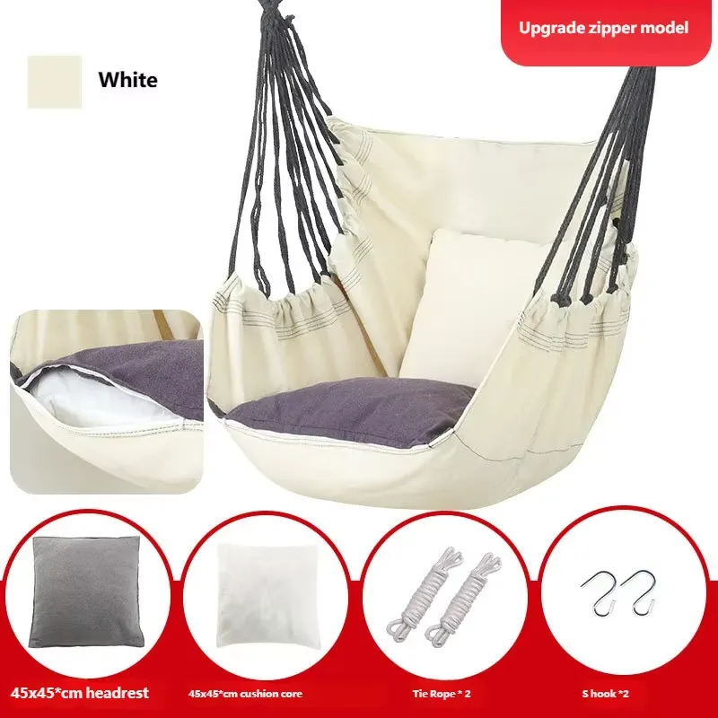 Kids Outdoor Swing - Canvas hangmat schommelstoel met kussen binnen