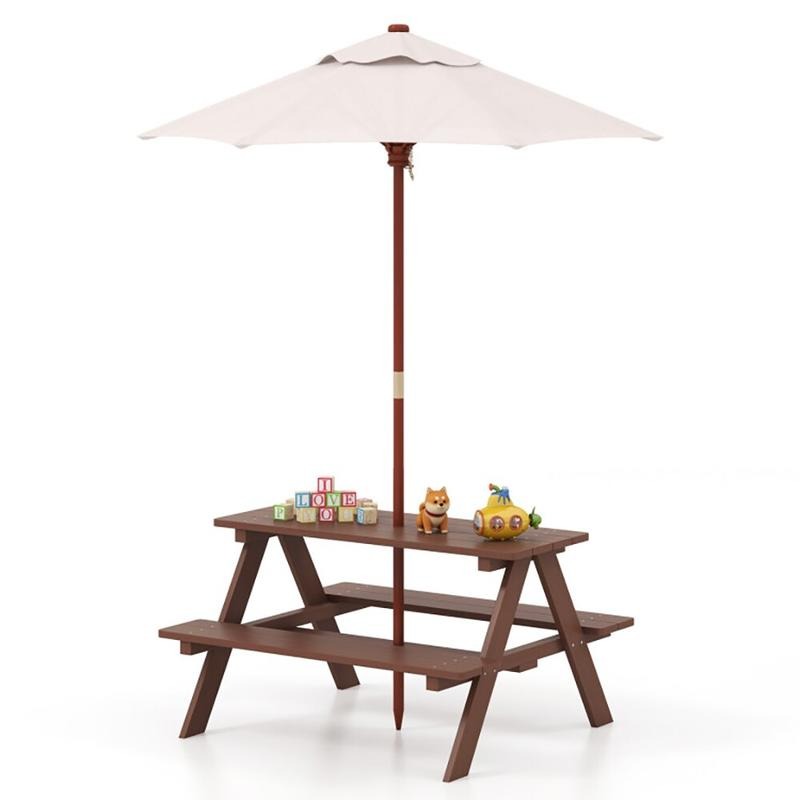Kids Outdoor Picnic Table - Buiten picknicktafelset voor 4 kinderen met