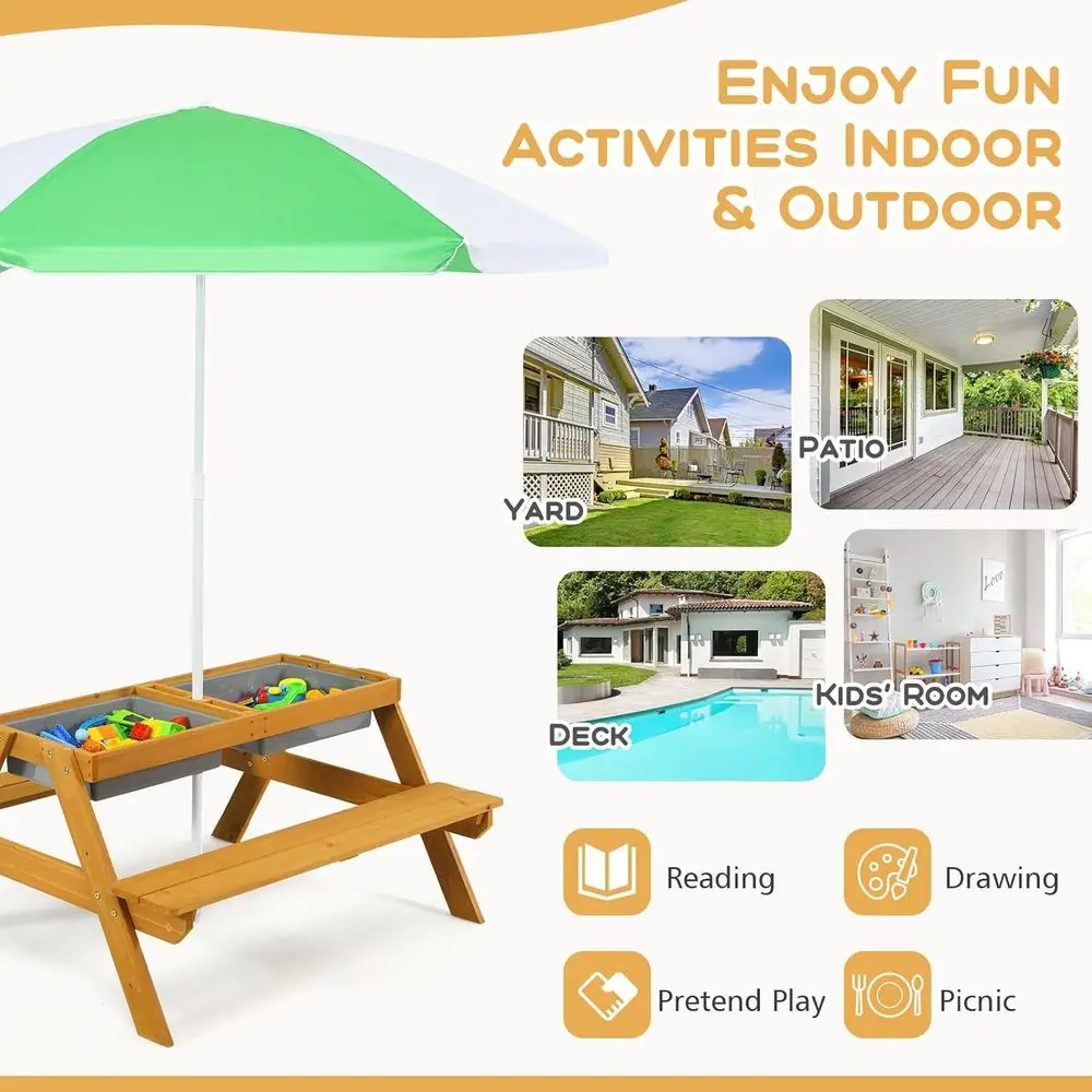 3-in-1 in hoogte verstelbare k - Kids Outdoor Picnic Table recensie en prijs