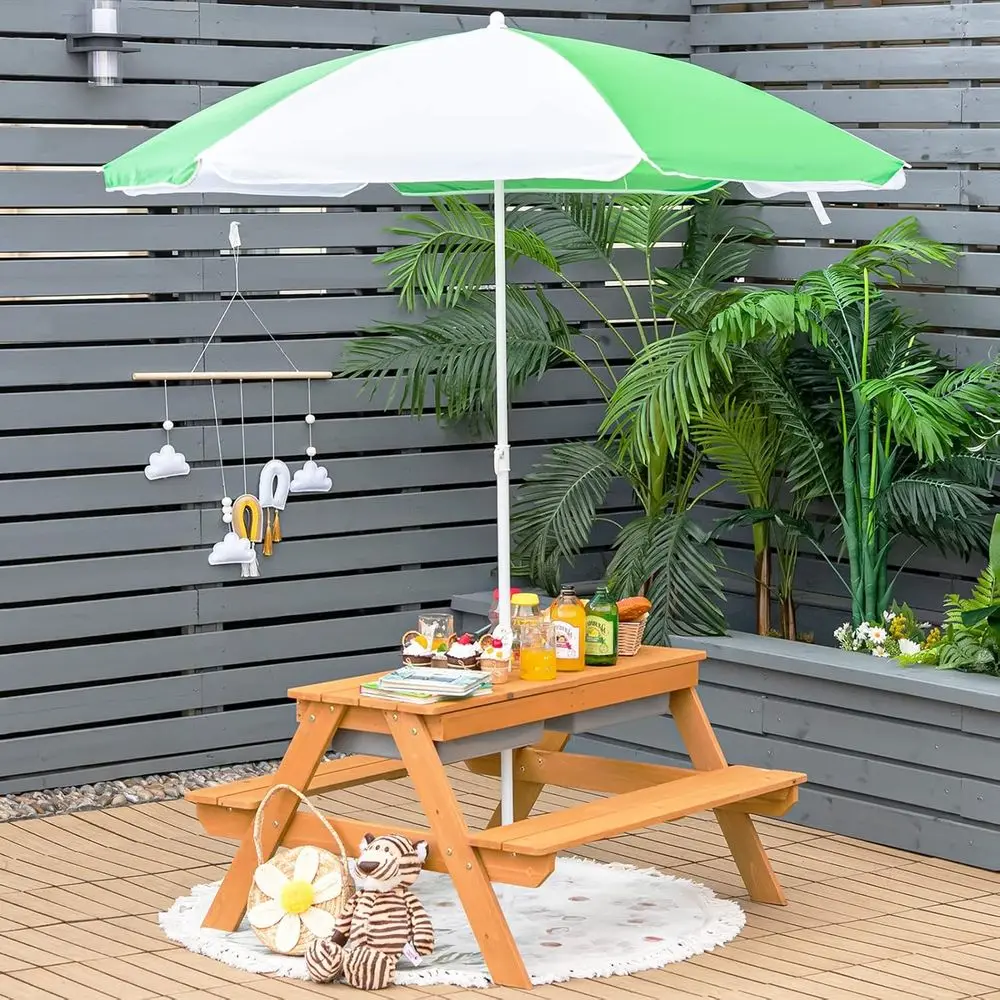 4-in-1 houten zand- en waterta - Kids Outdoor Picnic Table recensie en prijs