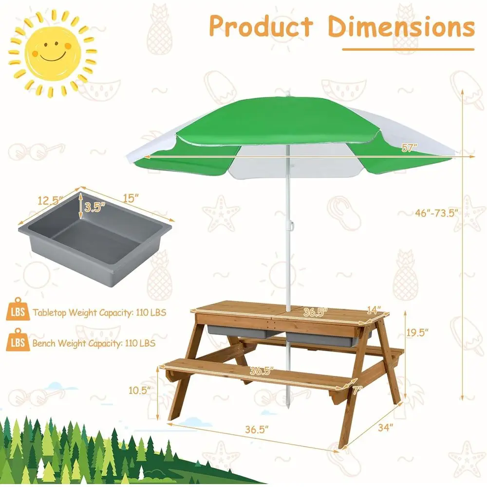 4-in-1 houten zand- en waterta - Kids Outdoor Picnic Table recensie en prijs