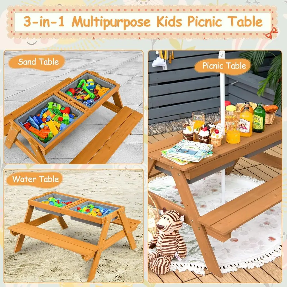 4-in-1 houten zand- en waterta - Kids Outdoor Picnic Table recensie en prijs