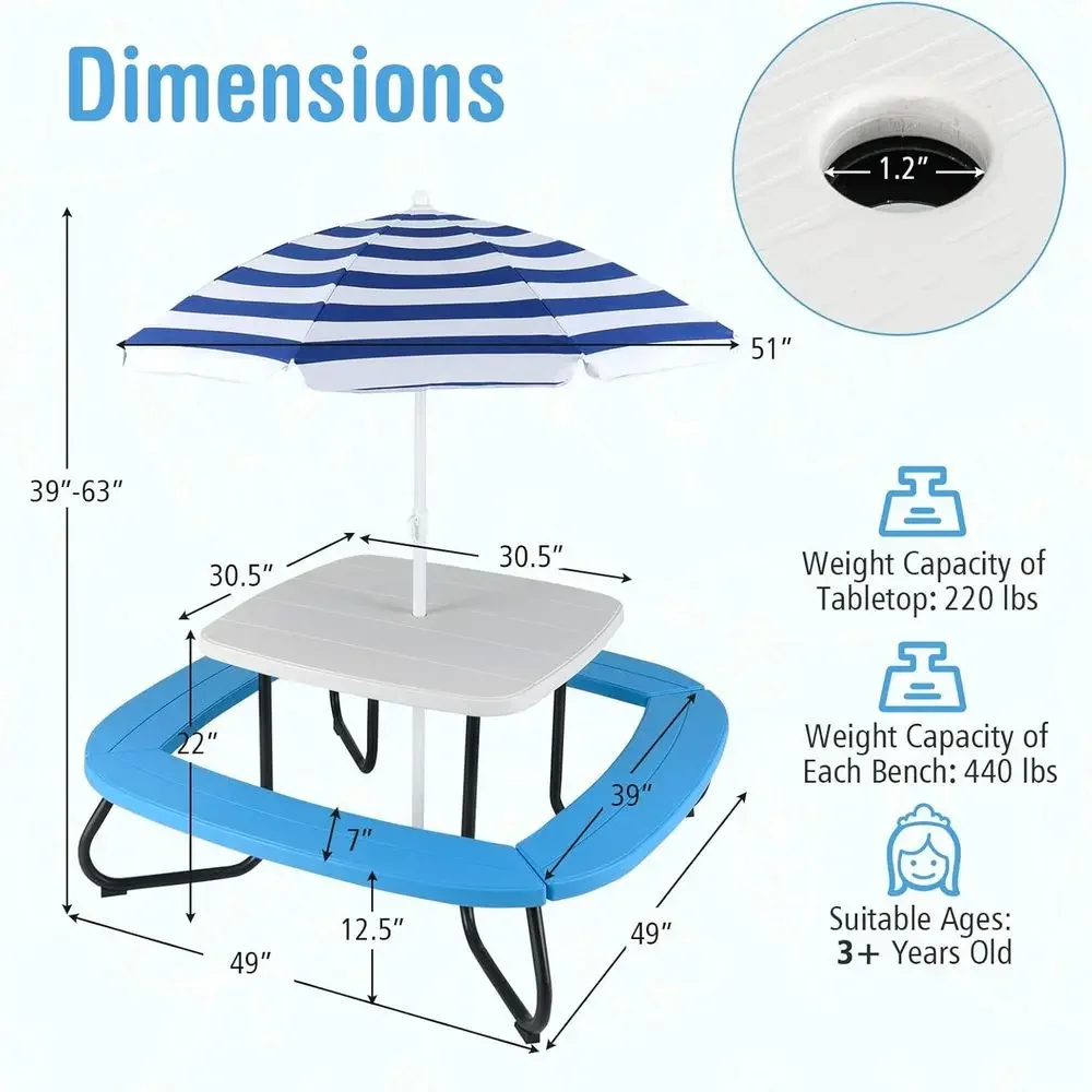 8-persoons picknicktafel voor  - Kids Outdoor Picnic Table recensie en prijs