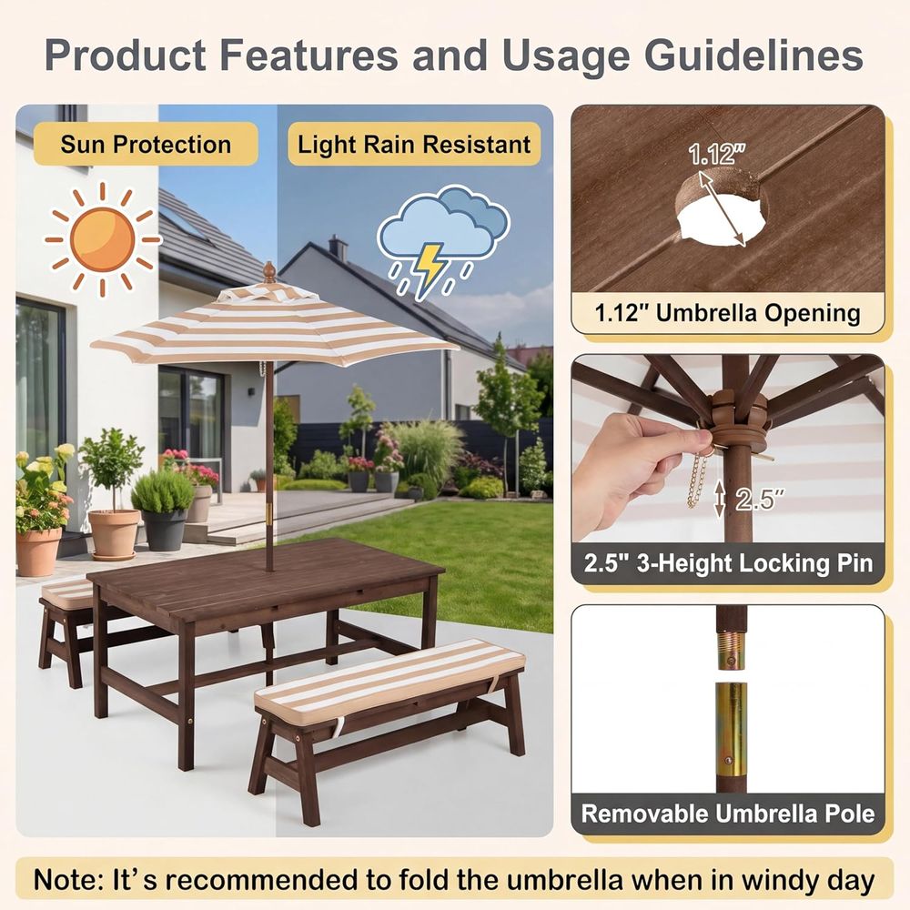 Picknicktafel voor kinderen, g - Kids Outdoor Picnic Table recensie en prijs