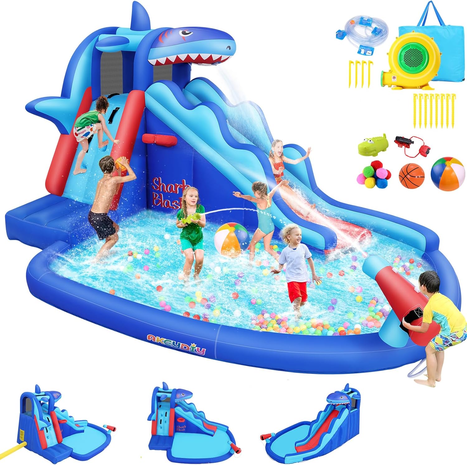 Opblaasbaar waterpark met haai - Kids Outdoor Climbing Wall recensie en prijs