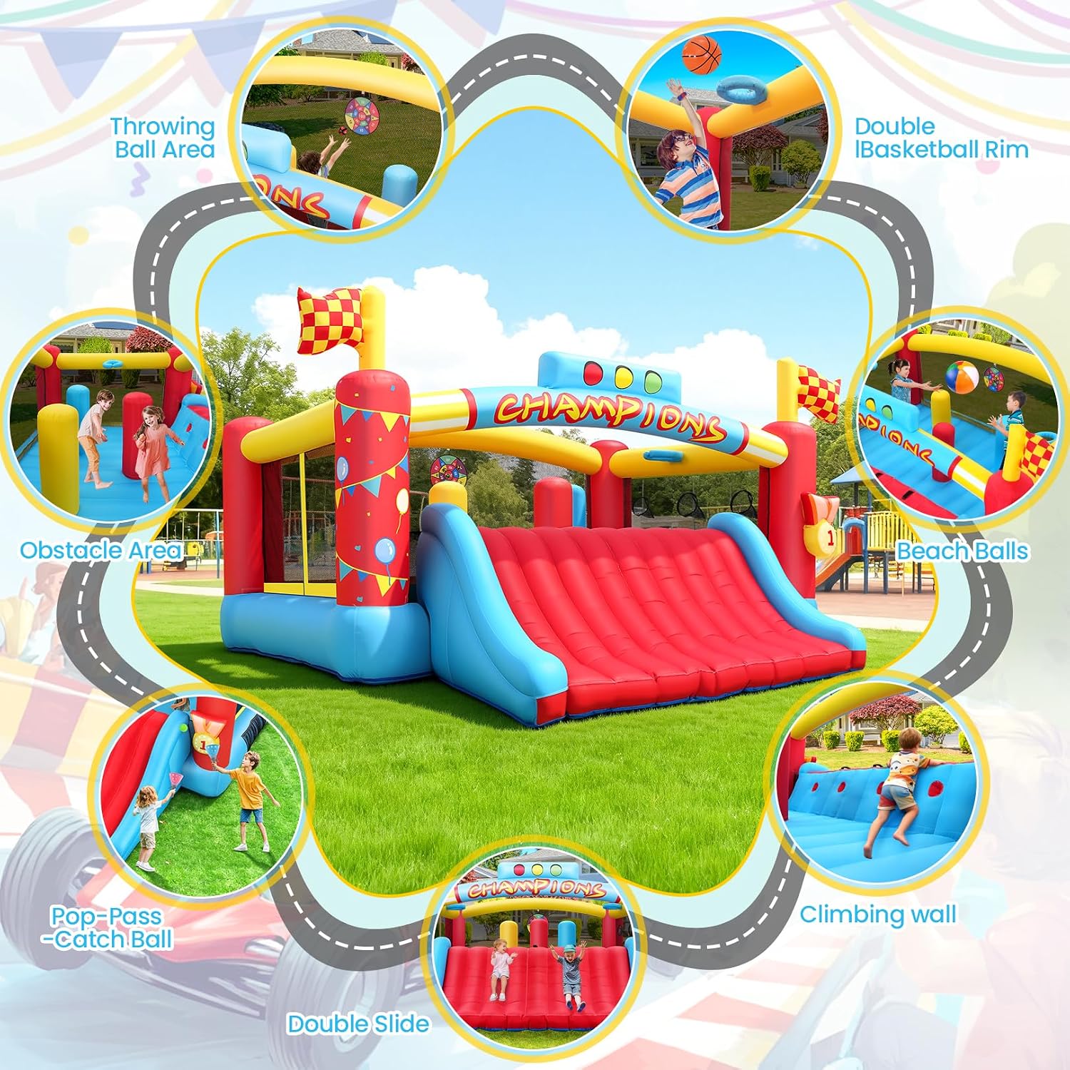 Grote opblaasbare springkastee - Kids Outdoor Park recensie en prijs