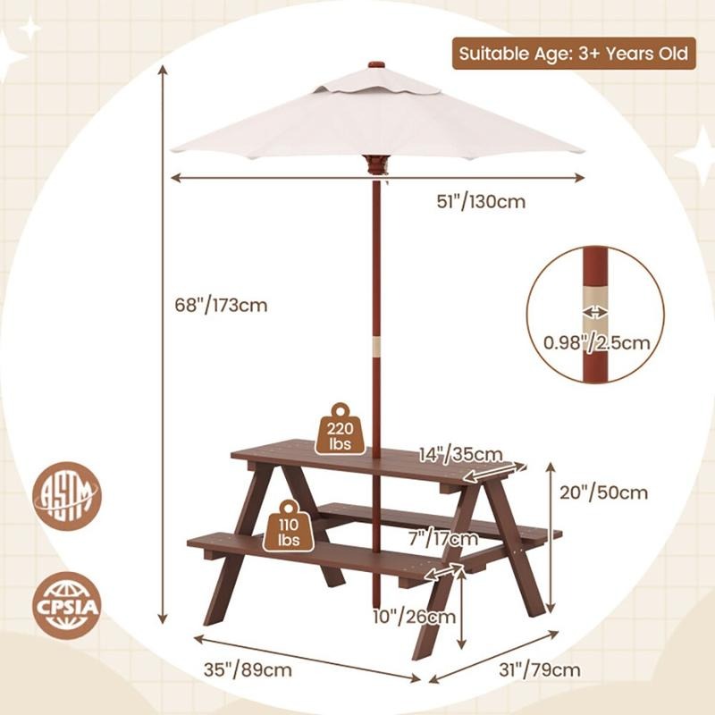 Buiten picknicktafelset voor 4 - Kids Outdoor Picnic Table recensie en prijs